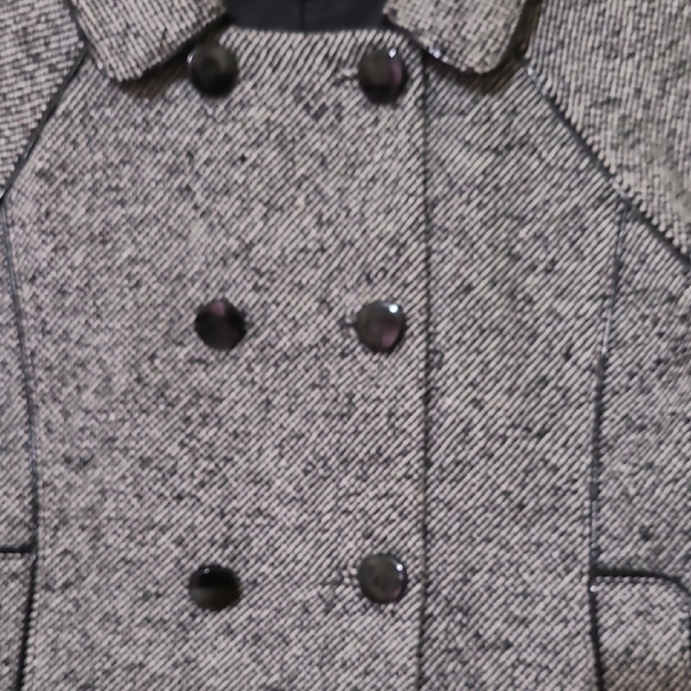 BANANA REPUBLIC Black and White Lined Peacoat Classic Wool-Blend Jacket - Size 6 - Picture 4 of 14